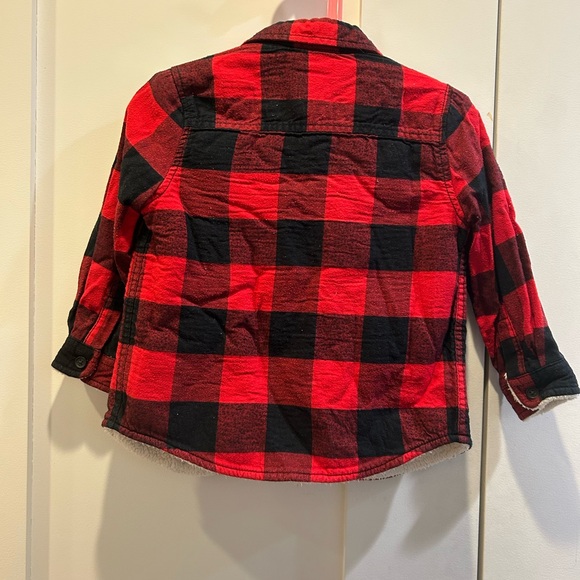 Cat & Jack Red and Black Checkered Kids Sweater Shirt - Picture 3 of 4